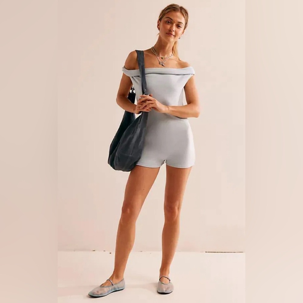 Free People FP Beach Marren Romper XS Ballad Blue NWT